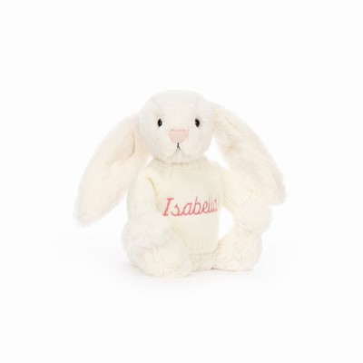 Jellycat Bashful Cream Bunny with Cream Jumper USA | 54139CGYW